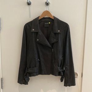 Lysee-synthetic leather/suede moto jacket